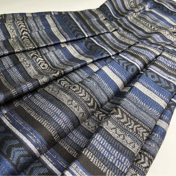 Bb Dakota Kinley Southwest Blue Grey Silver Retro Boat Neck Fit-n-Flare Dress - Picture 9 of 15